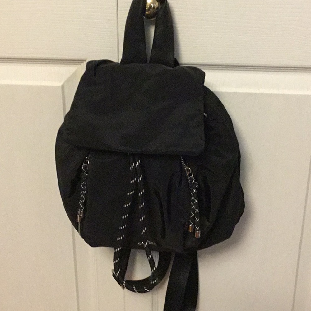 Black Backpack with Braided Cord and Drawstring Closure